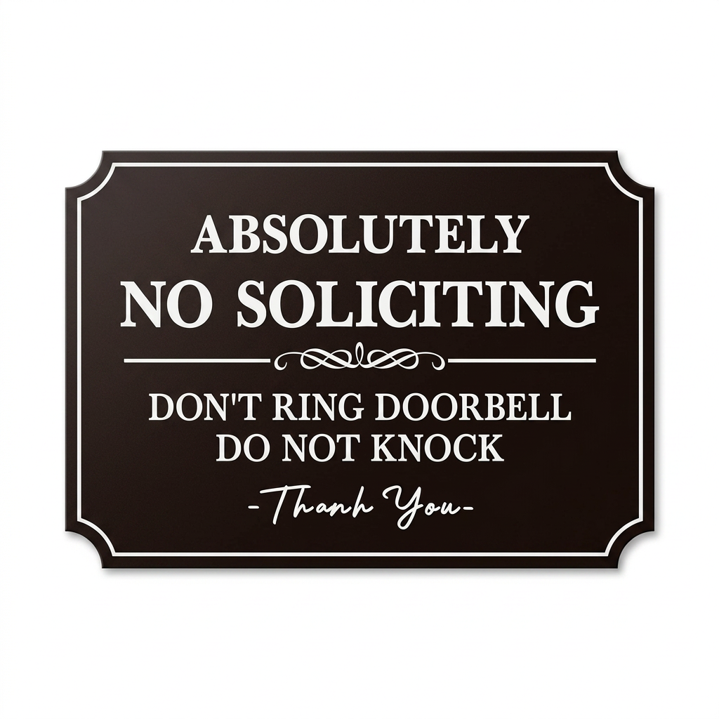 "No Solicitors — We Don't Buy" Doorbell Sign
